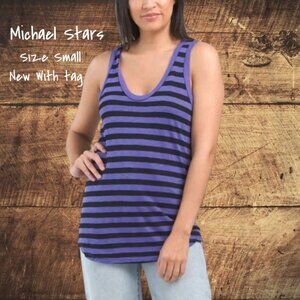 Michael Stars Striped Tank Top, Size Small, Purple/Black - New with Tags